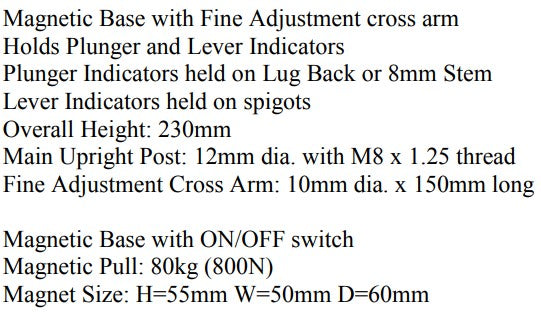 Magnetische Messuhr-Magnetbasen | Massiver Querarm ODER Feineinstellarm