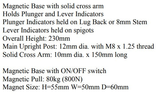 Magnetische Messuhr-Magnetbasen | Massiver Querarm ODER Feineinstellarm