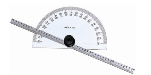 Round & Square End Depth Gauge Protractors | Range 0-1800-180° | Rule length 150mm/6" | Accuracy +-0.5°