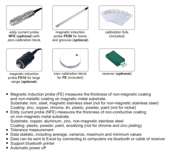 Coating Thickness Gauge | Insize 9501 Series | Measuring Range 0-1250 micron