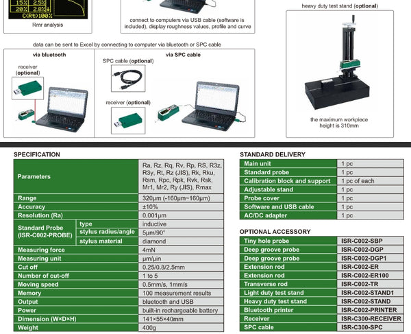 Surface Roughness Tester | Insize ISR-C Series | 4mN Measuring Force