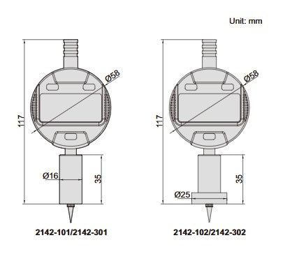 Digital Depth Gauge - 2142 Series (Insize) | Range 0-12.7mm/0-0.5" | Resolution 0.01mm/0.0005" or 0.001mm/0.00005"