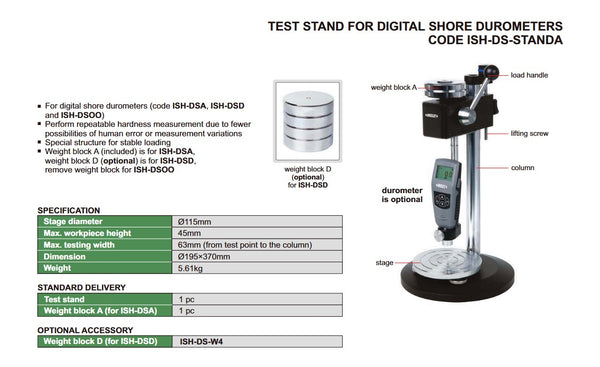 Digital Shore Durometer Test Stand for Insize ISH-DS-STANDA
