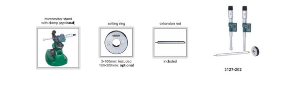 IP54 Digitale Dreipunkt-Innenbohrungsmikrometer | Bereich von 6 mm bis 300 mm/0,24 Zoll bis 11,81 Zoll | Auflösung 0,001 mm/0,00005