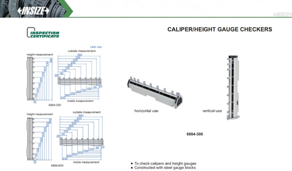 Caliper/Height Gauge Checkers | Insize 6884 Series