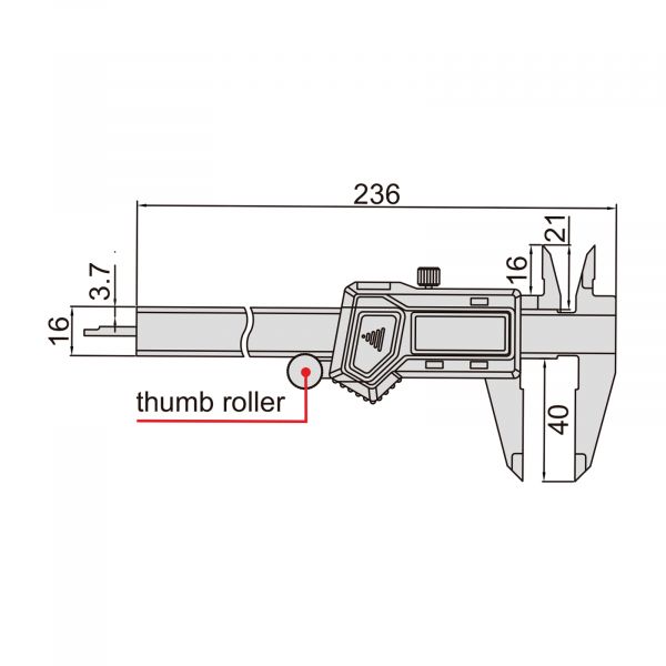 Insize 1130 Series Left Hand Digital Caliper | 0-150mm/0-6" ; 0-200mm/0-8"; 0-300mm/0-12" (with or without Thumb Roller)