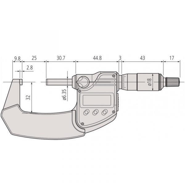 Mitutoyo Digimatic Micrometers IP65 Ratchet Thimble 0-25mm, 25-50mm, 50-75mm, 75-100mm