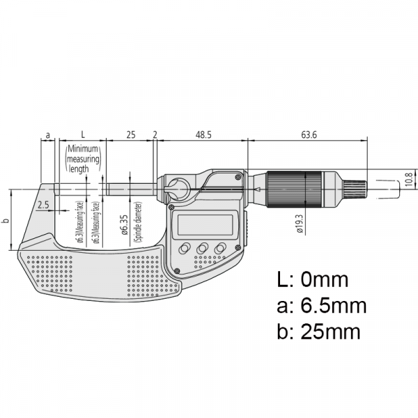 Mitutoyo 293-180-30 Digimatic QuantuMike Micrometer IP65 SPC Data Output 0-25mm (0-1″)
