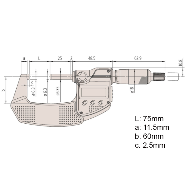 Mitutoyo Digimatic Micrometers IP65 Ratchet Stop 0-25mm, 25-50mm, 50-75mm, 75-100mm