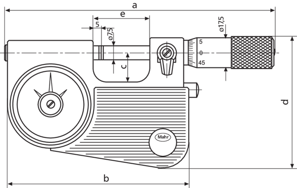 Mahr Micromar 40 F Micrometer (with integrated dial comparator) 0-25mm