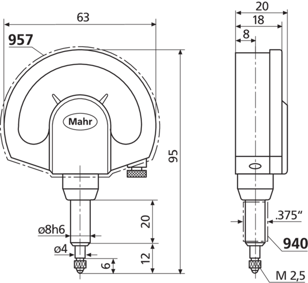 Mahr Millimess 1010 Zifferblattkomparator – Bereich: ±0,25 mm; Teilung 0,01 mm