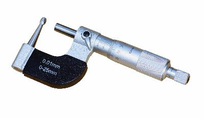 Tube Micrometer Spherical Anvil (Type C) DIN 863 - 0-25mm Resolution:  0.01mm