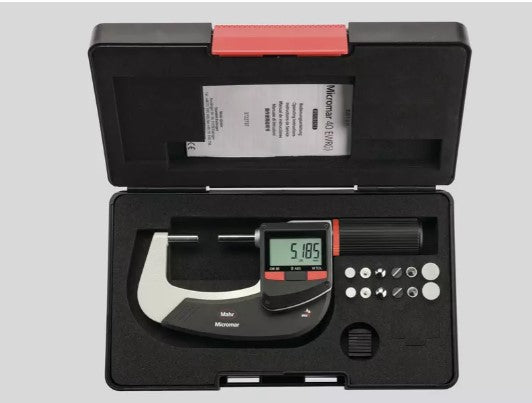 Mahr Micromar 0-25mm/0-1" IP65 Universal Digital Outside Micrometer with Interchangeable Anvils | USB, RS-232C & Digimatic Data Output | 0.001mm / .00005" Resolution