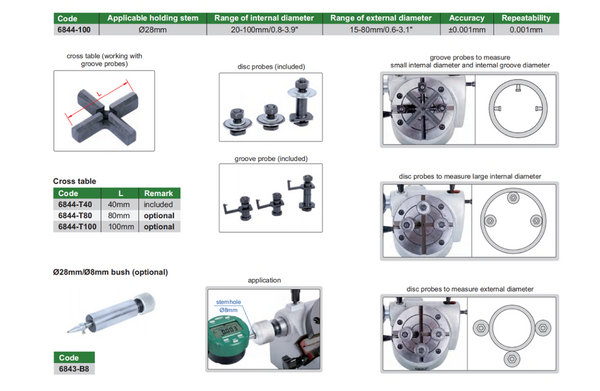 Internal & External Diameter Comparison Instrument | Insize 6844-100 | Internal Range 20-100mm/0.8-3.9" External Range 15-80mm/0.6-3.1"