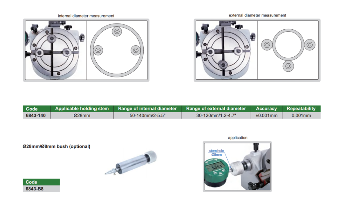 Comparison Type Instrument Internal & External Diameter Comparison Instrument | Insize 6843-140 ...