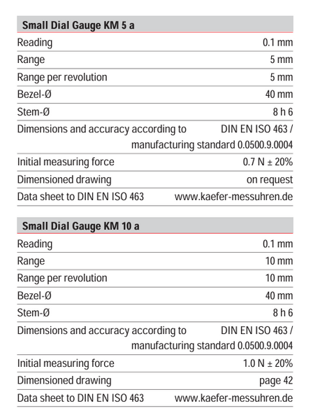 Kafer Small Dial Gauge KM 5 a | Reading - 0.1mm | Range - 5mm