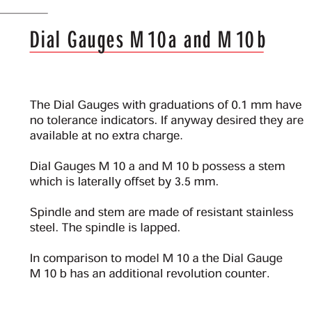 Kafer Dial Gauge M 10a | Reading - 0.1mm | Range - 10mm