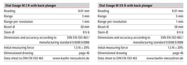 Kafer Dial Gauge M 2 R | Reading - 0.01mm | Range - 3mm