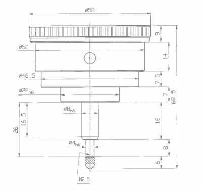 Kafer Dial Gauge M 2 R | Reading - 0.01mm | Range - 3mm