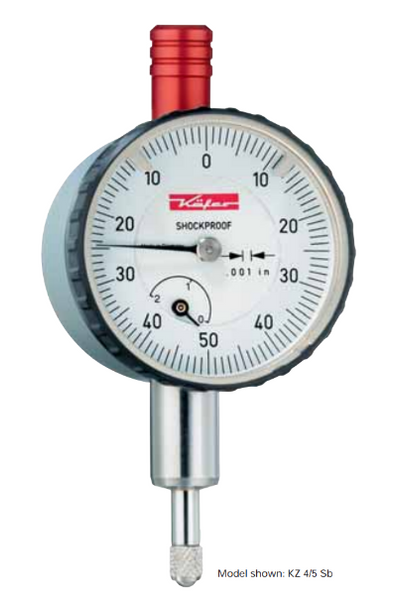 Kafer Small Inch Dial Gauge KZ 3/5 Sb  | Reading - .0005" | Range - .200" | Bezel Ø 1 9/16"