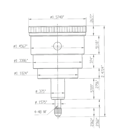 Kafer Small Inch Dial Gauge KZ 4/5 Rb & Variant | Reading - .0005" | Range - .200" | Bezel Ø 2 1/4"