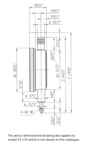 Kafer Error Inch Dial Gauge Z2 SI | Reading - .001" | Range - .080"