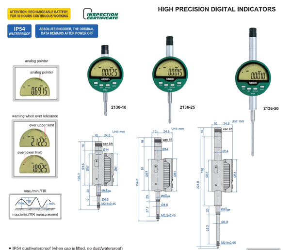 High Precision Digital Indicators | Insize 2136 Series