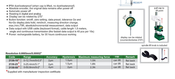 High Precision Digital Indicators | Insize 2136 Series