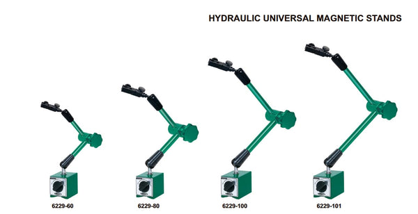 Hydraulic Universal Magnetic Dial Indicator Stands | Insize 6229 Serries | 60/80/100 kgf force | Fine adjustment and dovetail groove | Holding stem diameter 8mm