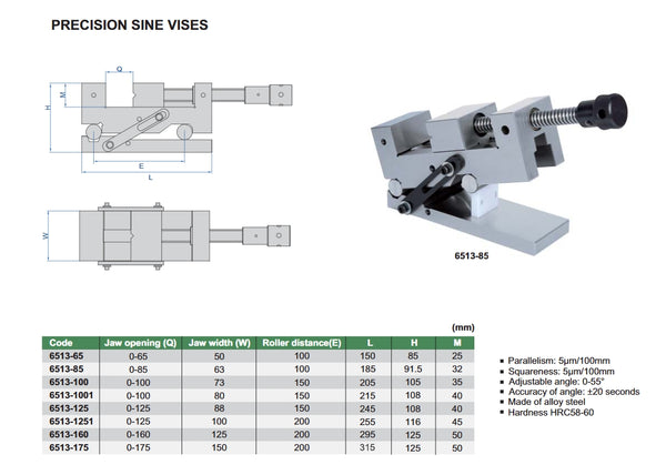 Precision Sine Vices | Insize 6513 Series