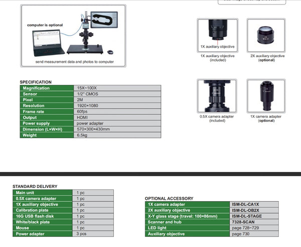 Manual Focus Stacking Microscope (High Definition) | Insize ISM-DL510