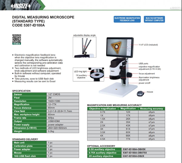 Digital Measuring Microscope (Standard Type) | Insize 5307-ID100A