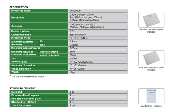 Coating Thickness Gauge  | Insize ISO-1200FN | 0-5000um Range | 0.1um Resolution