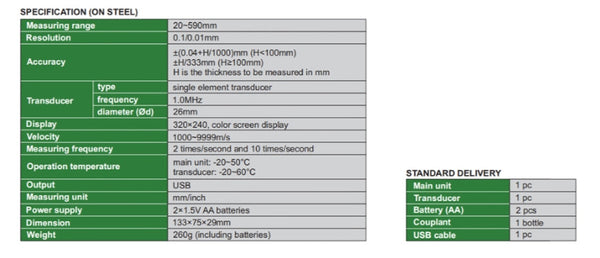 Ultrasonic Thickness Gauge for thick workpieces made of organic materials | Insize ISU-710D