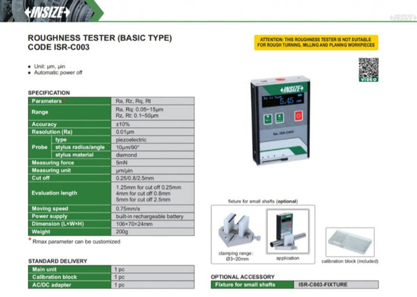 Surface Roughness Tester | Insize ISR-C Series | 5mN Measuring Force