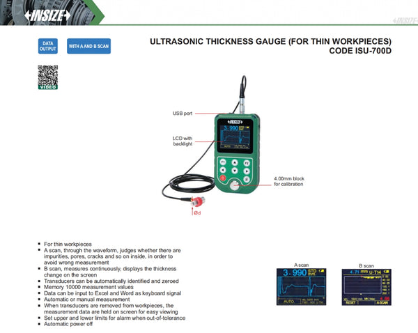 Ultrasonic Thickness Gauge for thin workpieces | Insize ISU-700D