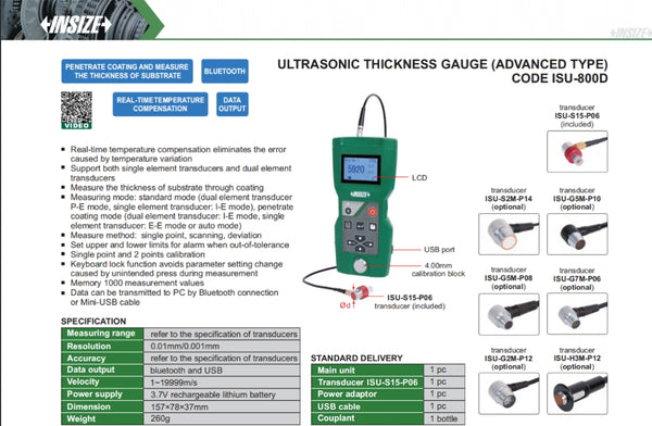 Ultrasonic Thickness Gauge (Advanced Type) | Insize ISU-800D