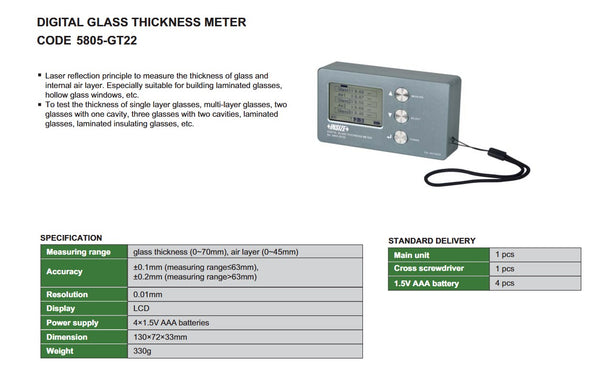 Digital Glass Thickness Meter 5805-GT22