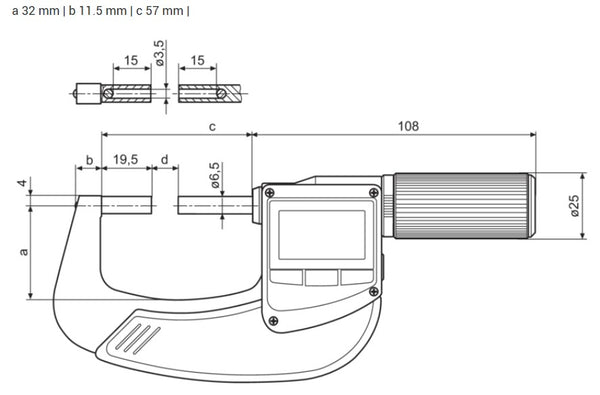 Mahr Micromar 0-25mm/0-1" IP65 Universal Digital Outside Micrometer with Interchangeable Anvils | USB, RS-232C & Digimatic Data Output | 0.001mm / .00005" Resolution