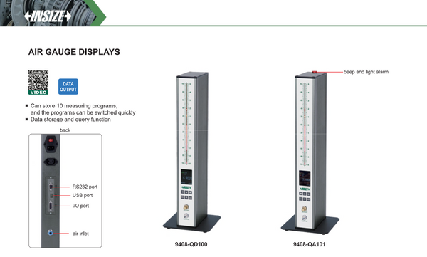 Air Gauging Column Display (Metric/Inch) | Insize 9408-QD100 | 9408-QD101