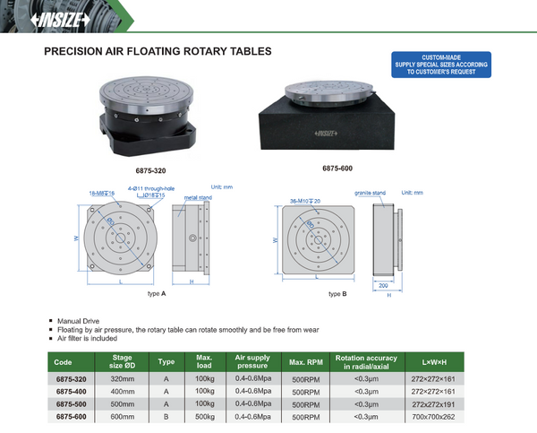 Air Bearing Tables | Insize 6875 Series