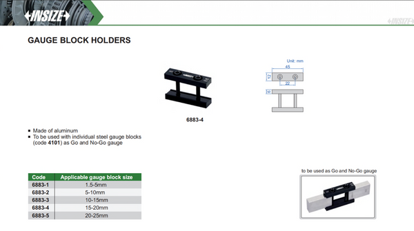Gauge Block Go/NoGo Holder | 6883 Series | Insize