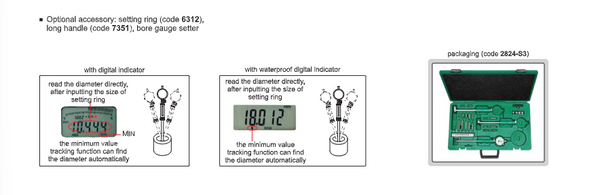 Digital Bore Gauge Sets | Insize 2724 Series | Range 18-160mm | 35-160mm