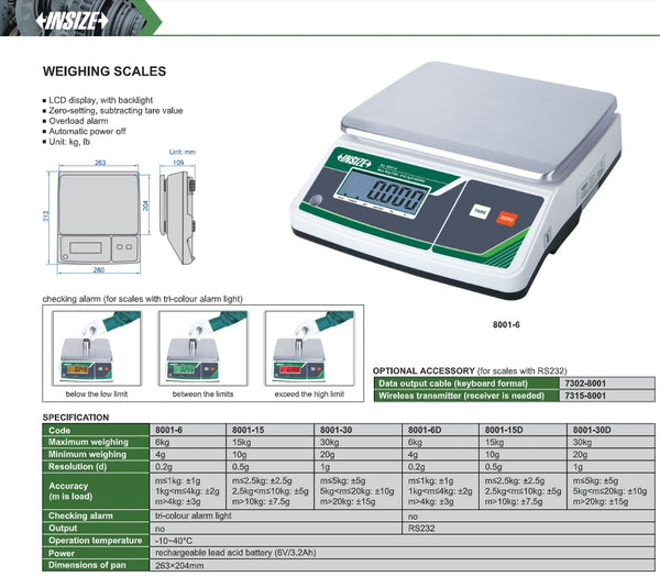 High Precision Weighing Scales | Insize 8001 Series