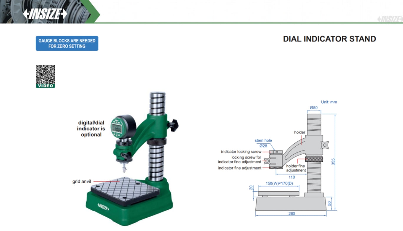 Dial Indicator Stand with fine adjustment | Insize 6846 | Vertical tra ...