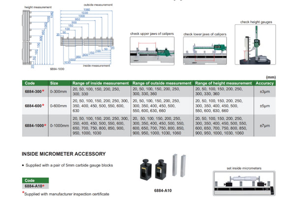 Caliper/Height Gauge Checkers | Insize 6884 Series