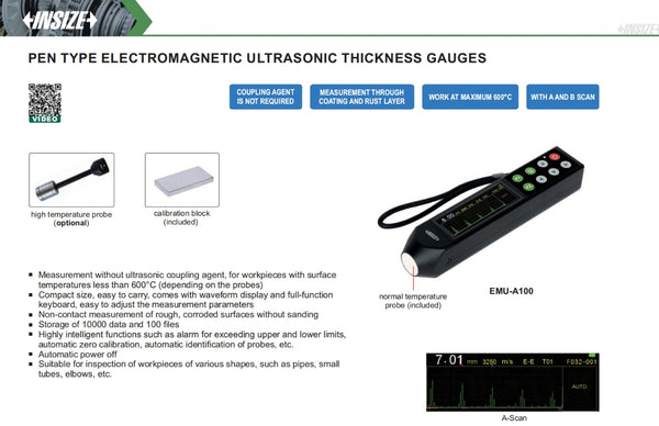 Pen Type Electromagnetic Ultrasonic Thickness Gauges | Insize EMU-A100/EMU-B100 |