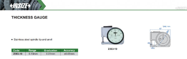 Thickness Gauges | Insize 2363-10 | 0-10mm