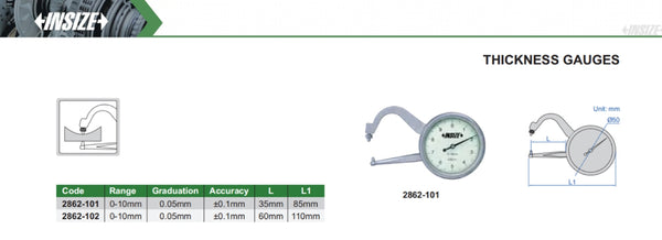 Thickness Gauges | Insize 2862 Series | 0-10mm