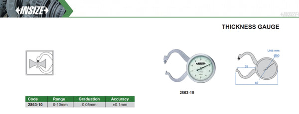 Thickness Gauges | Insize 2863-10 | 0-10mm